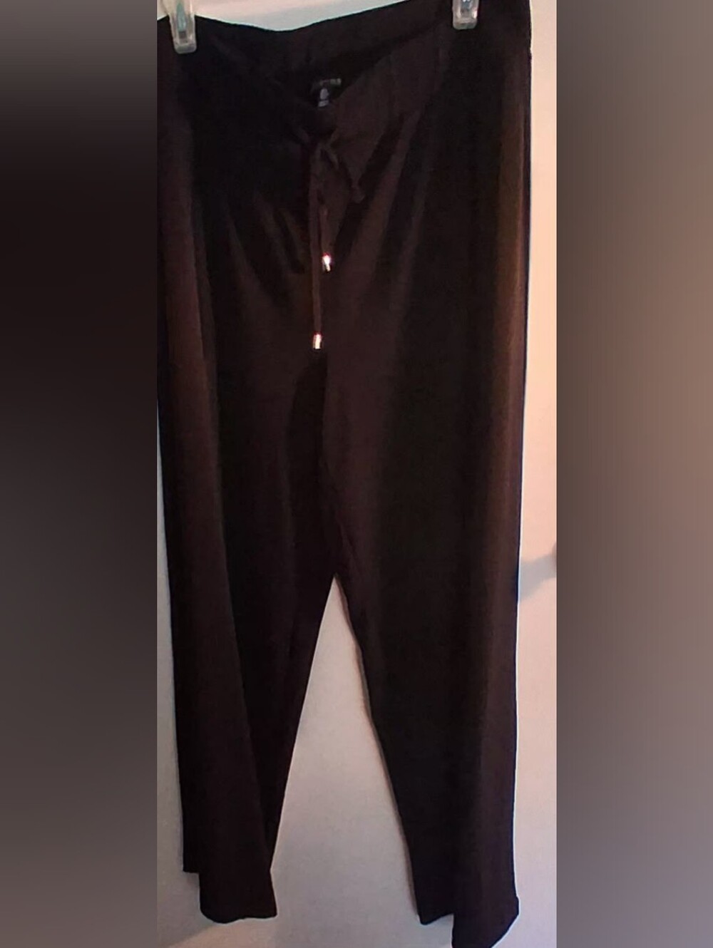Jones New York High-waisted Black Wide-leg Pull-on Pants Stretch Waist Size L31"